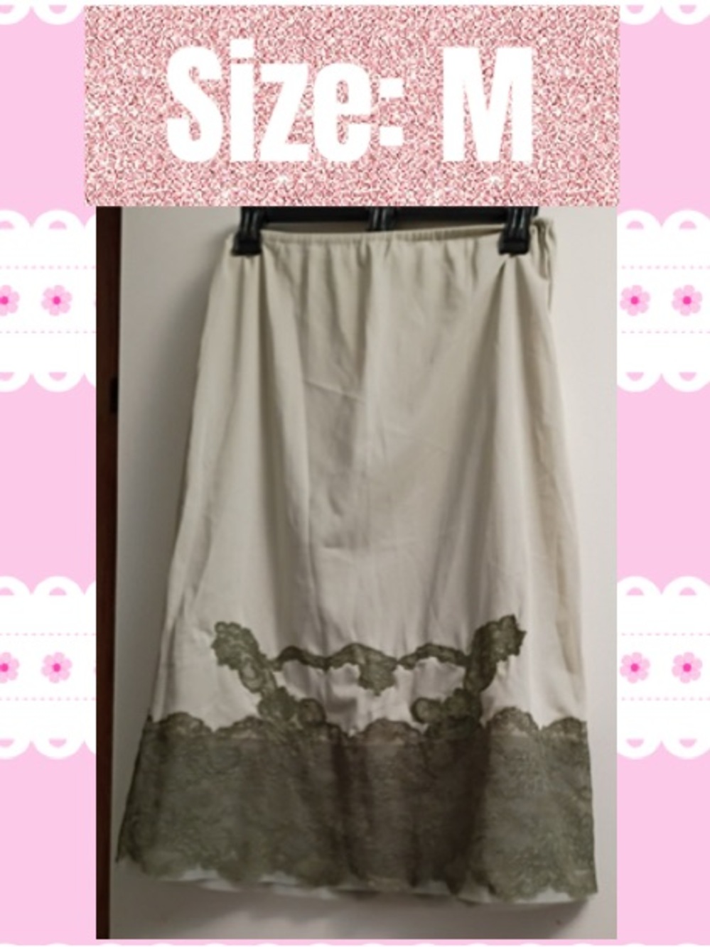 Vintage Green A-Line Slip with Olive Lace Trim